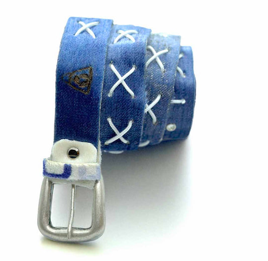 cintura mattia pelle blue - cordino white